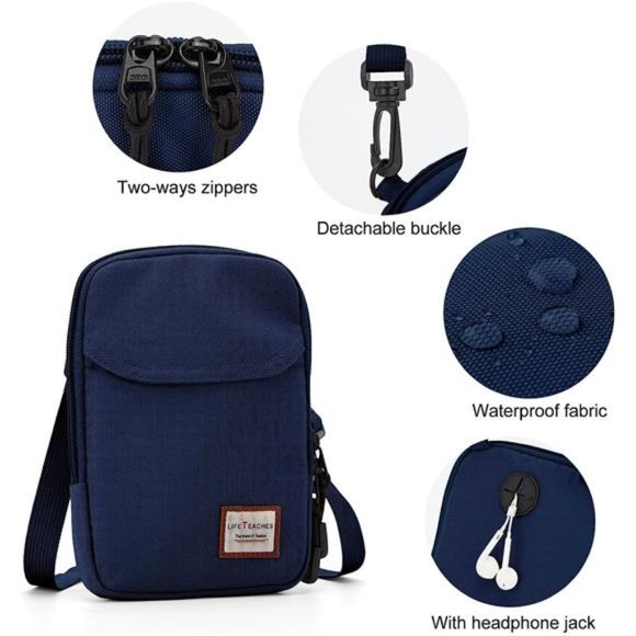 Small Crossbody Bag for Men, Mini Messenger Bag Shoulder Bag for Phone Passport - Picture 2 of 7